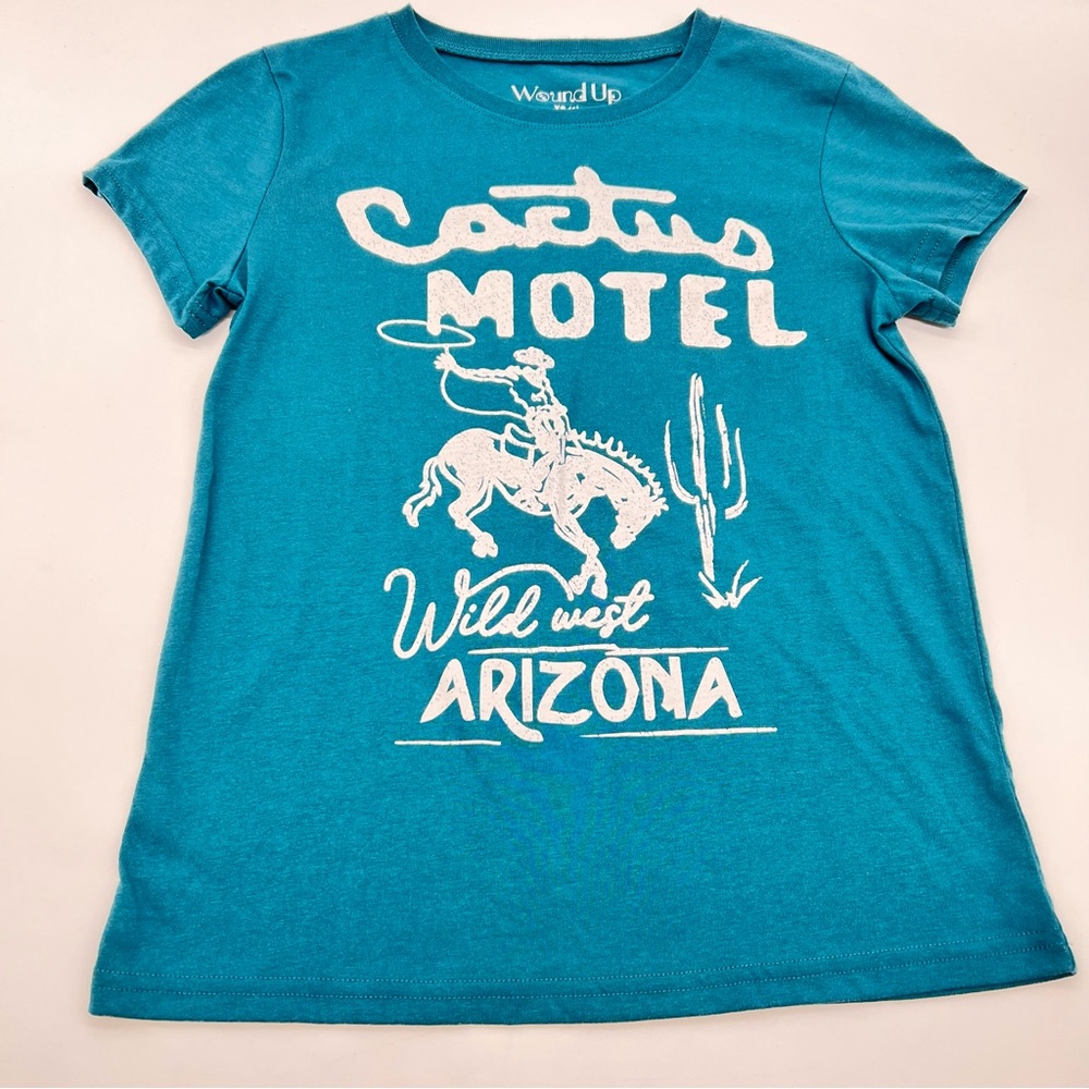 Wound Up Teal 'Cactus Motel' Kids Tee